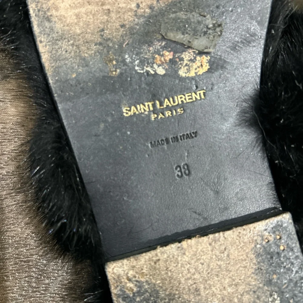 Saint Laurent Bleach fur sandals in black